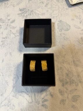 Monet Gold Tone Textured Hoop Earrings